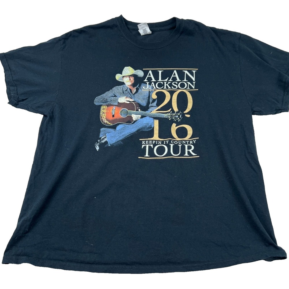 Alan Jackson 2016 Keepin It Country Tour T Shirt Mens XL Black Gildan 2 Sided
